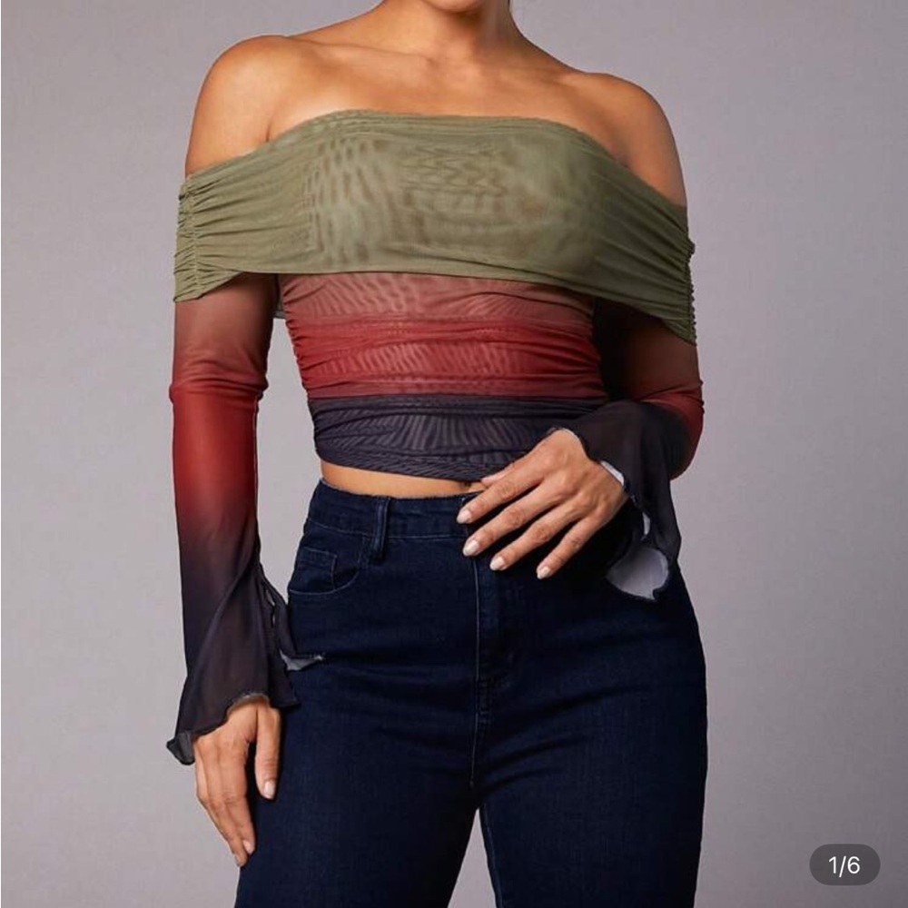 SHEIN Off-Shoulder Gradient Crop Top